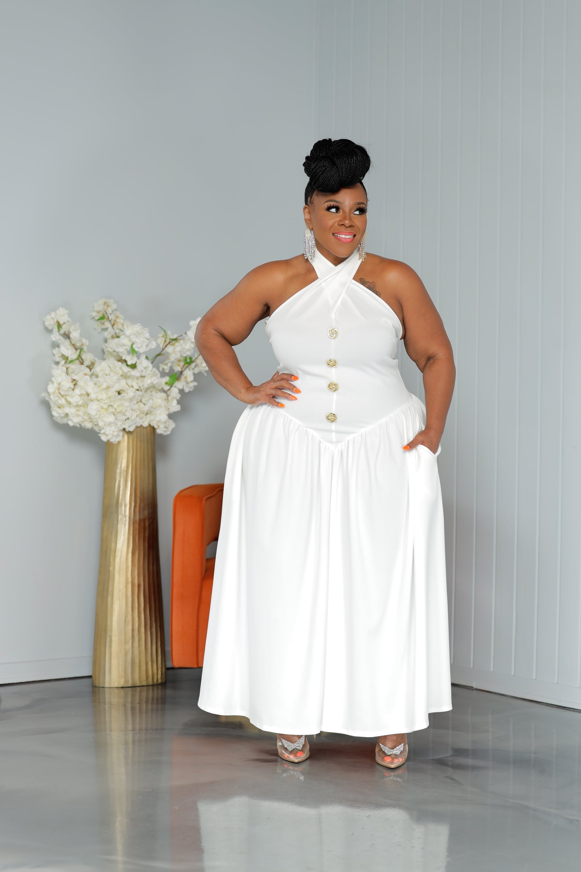 White Mya Halter Dress