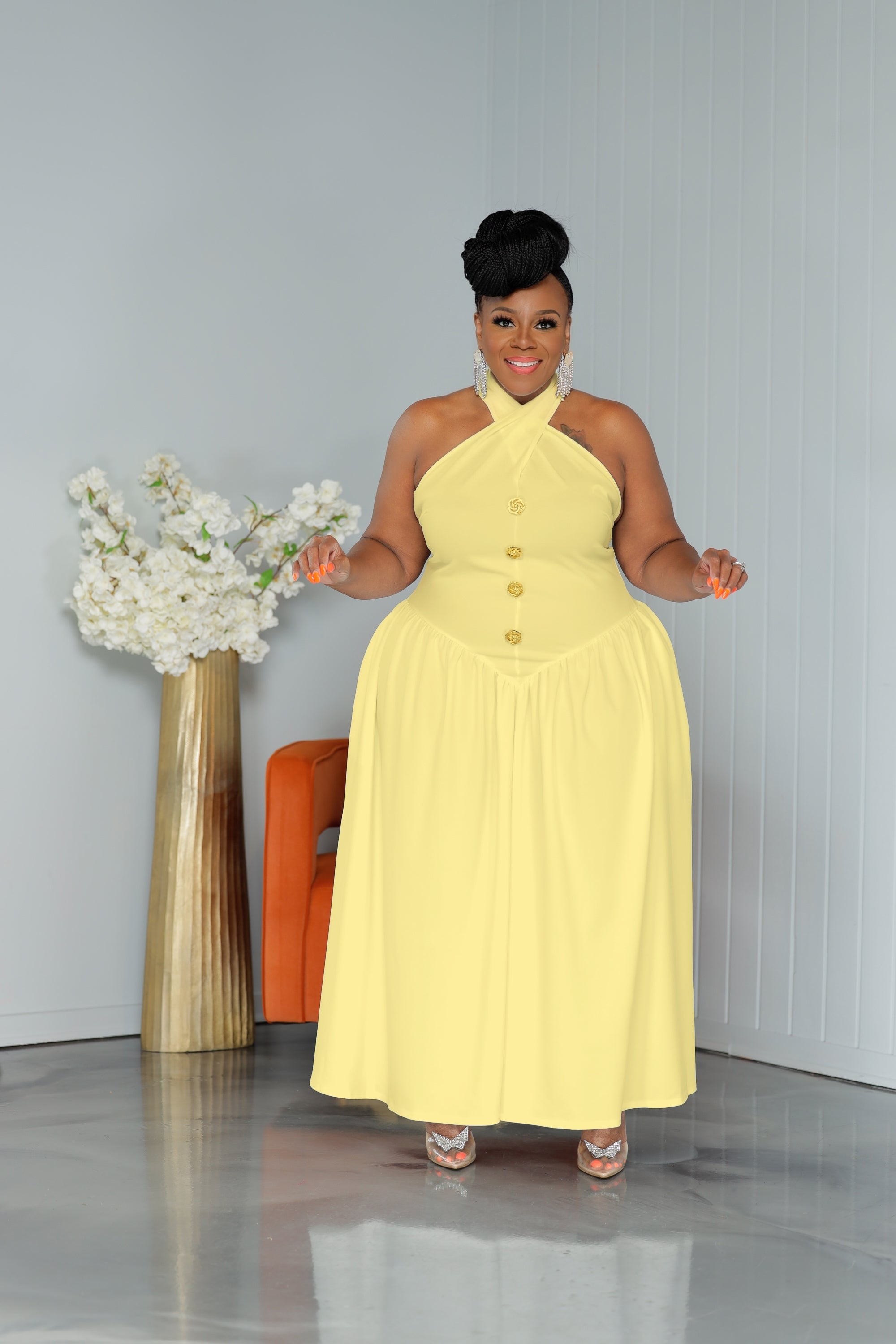 Yellow Mya Halter Dress