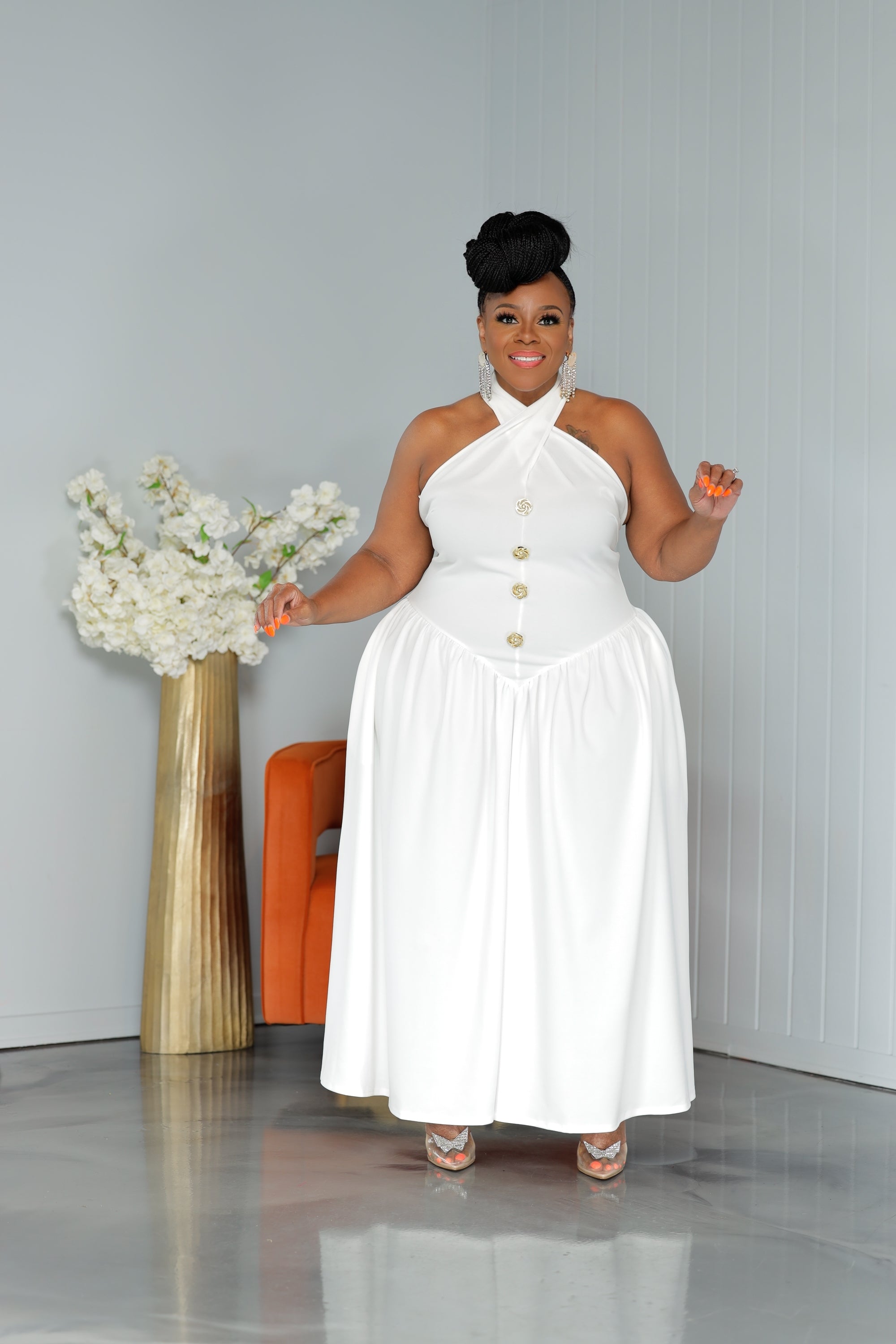 White Mya Halter Dress