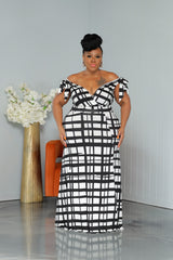 Black Gridlock Tie Dress