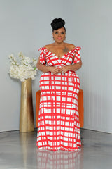 Red Gridlock Tie Dress