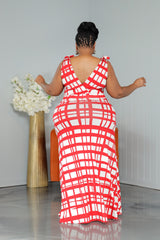 Red Gridlock Tie Dress