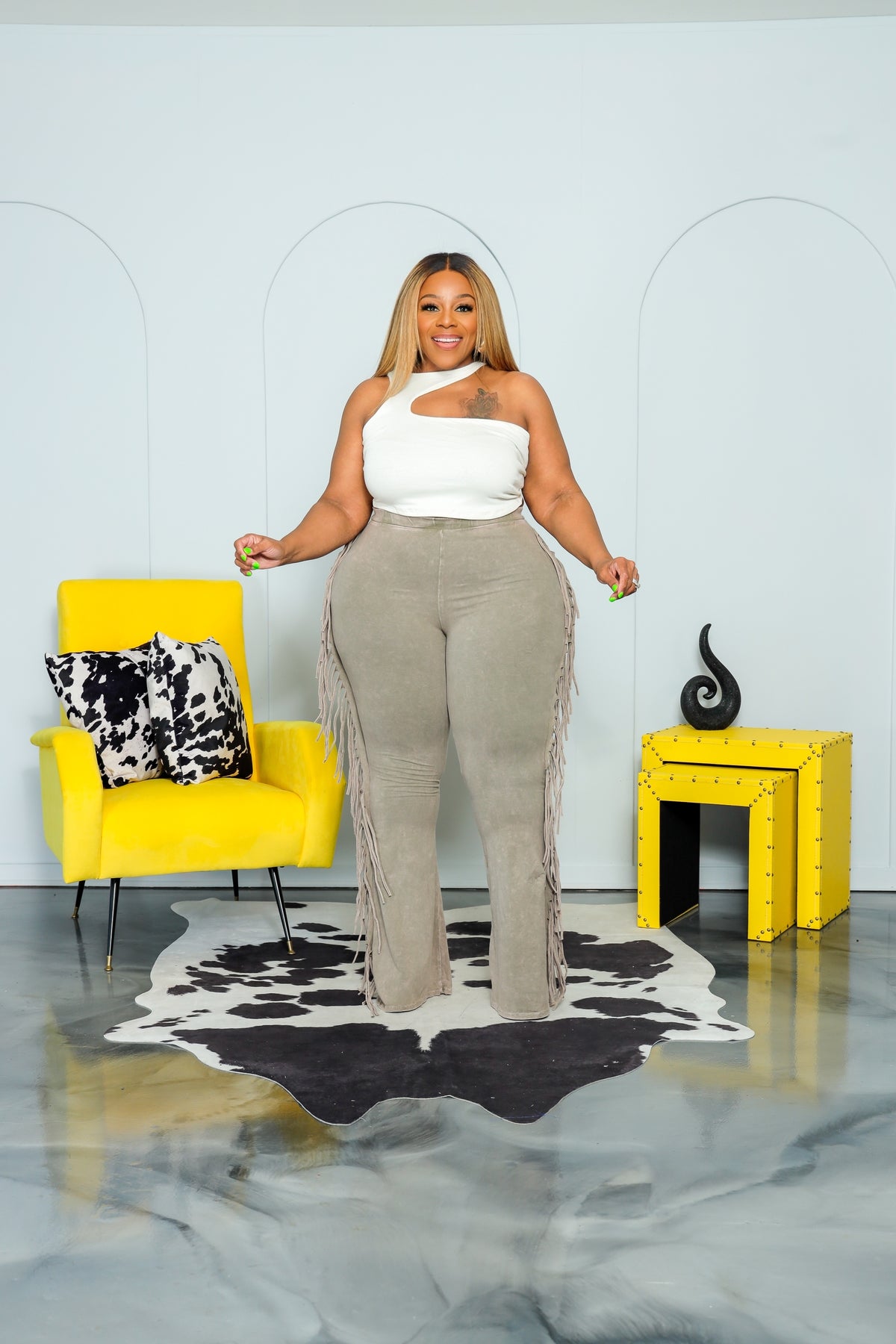 Taupe Mineralize Fringe Pants