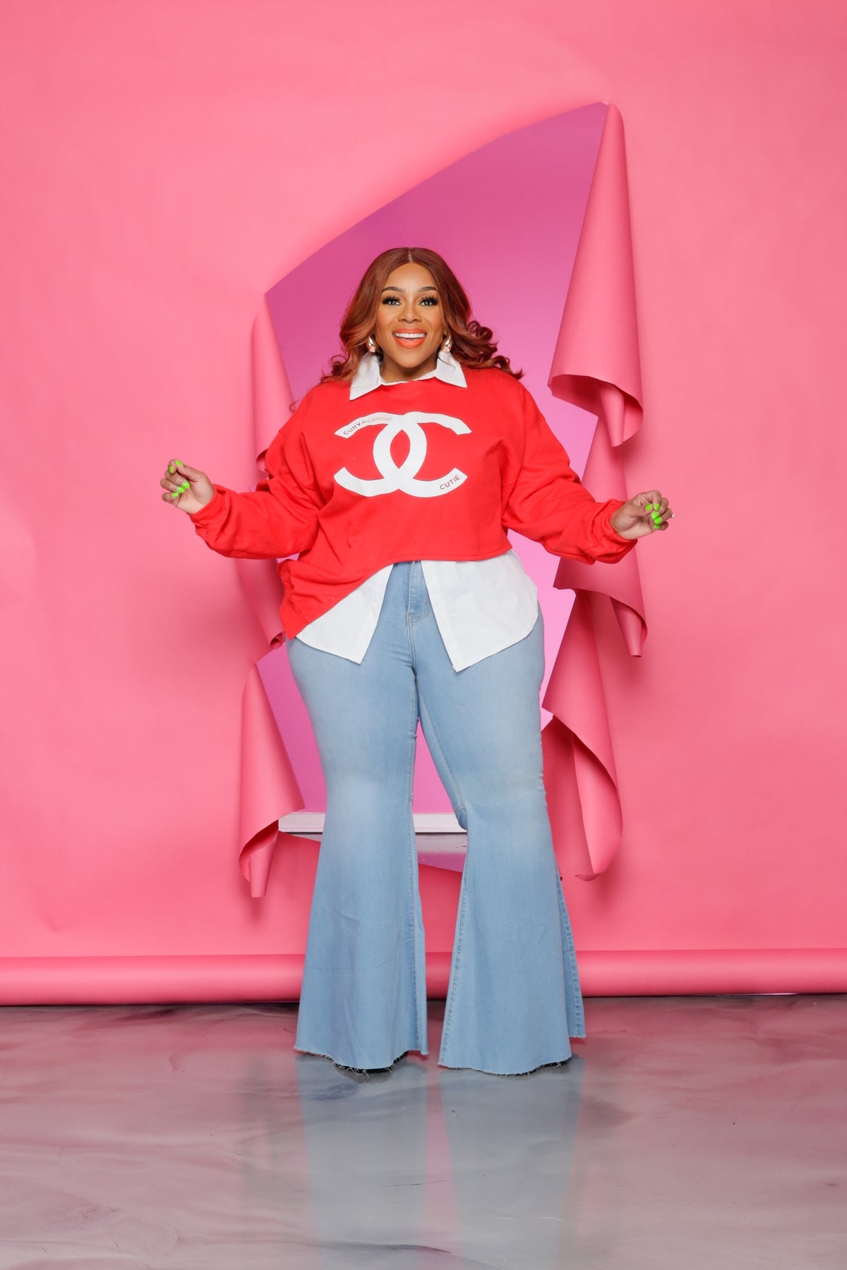 Red Asymmetrical CC Sweatshirt