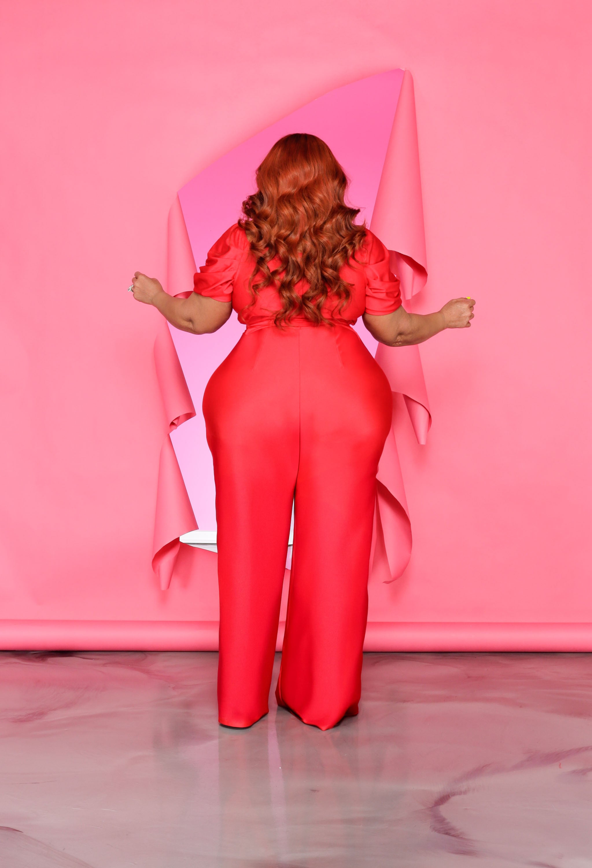 Red Off The Chain Jumpsuit