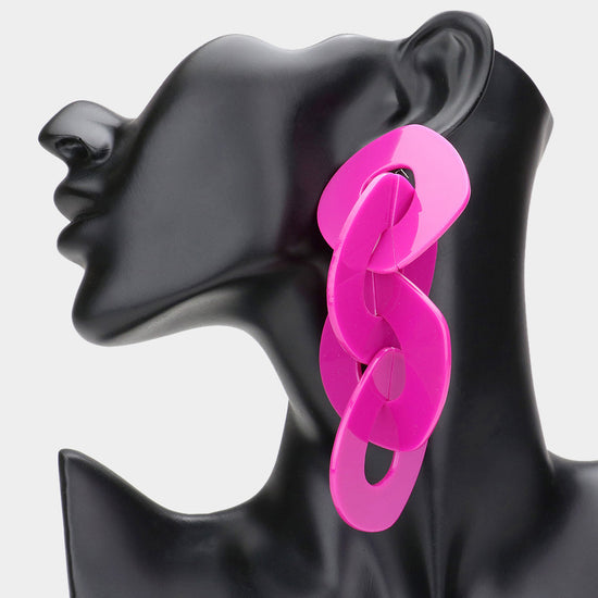 Load image into Gallery viewer, Pink Link Dangles Earrings
