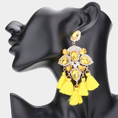 Yellow Tassel Link Dangle Earrings