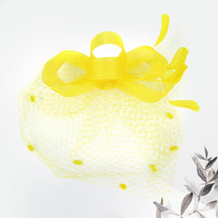 Yellow Bow Feather Fascinator