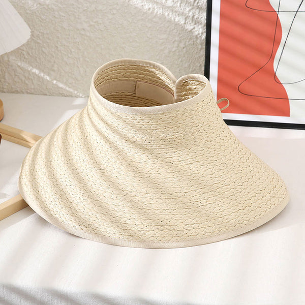 Beige Foldable Straw Visor