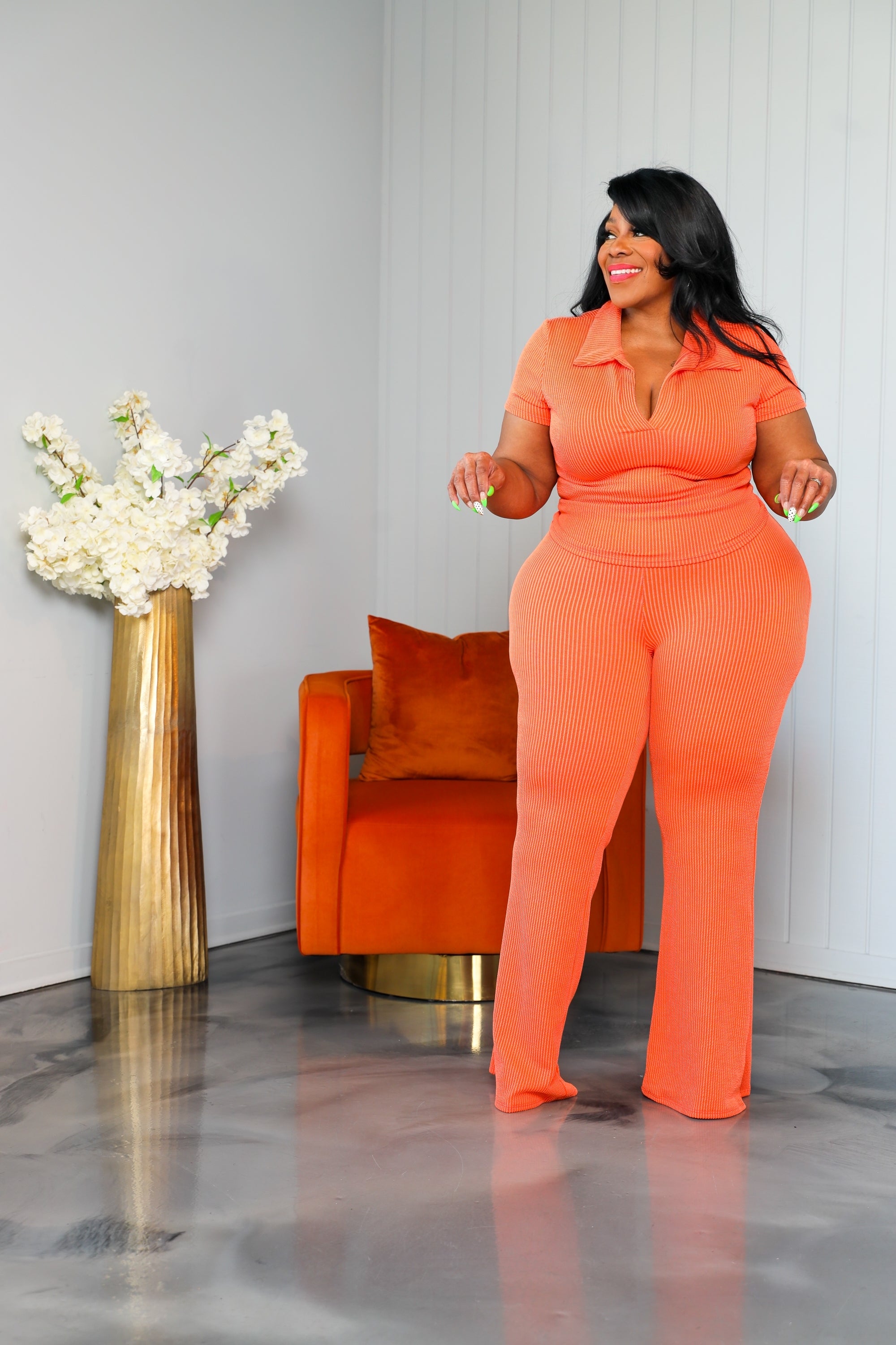 Orange Toni Ribbed Set