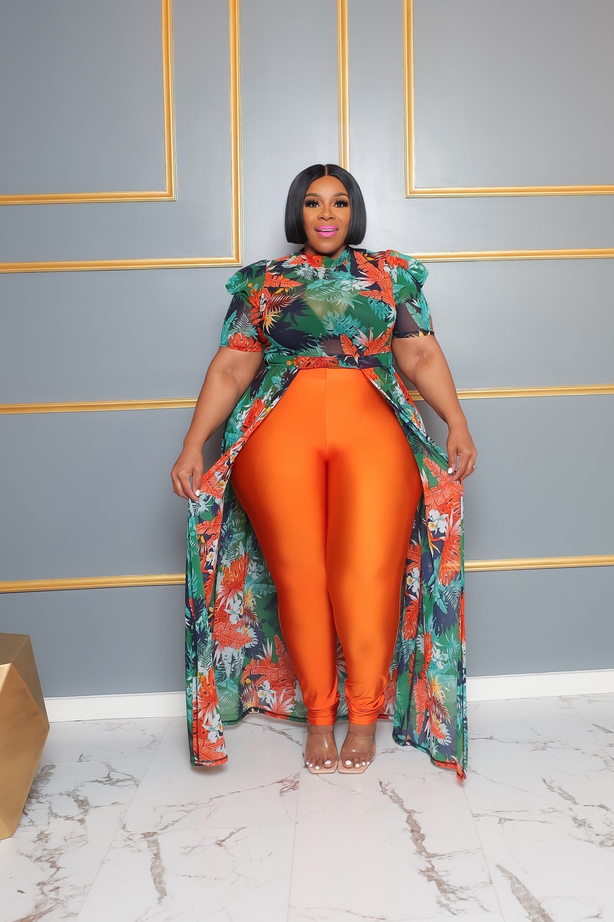 Orange Flower Maxi Top