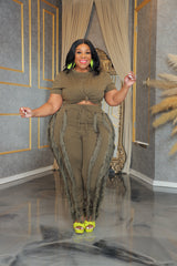 Dark Olive Baddie Fringe Set