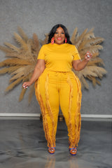 Mustard Baddie Fringe Set