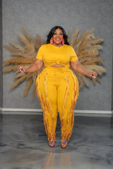 Mustard Baddie Fringe Set