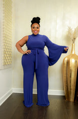 Royal Blue Cape Sleeve Jumpsuit