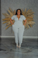 Grey Take Off Hoodie Jumpsuit