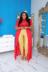 Red Shimmer Maxi Top