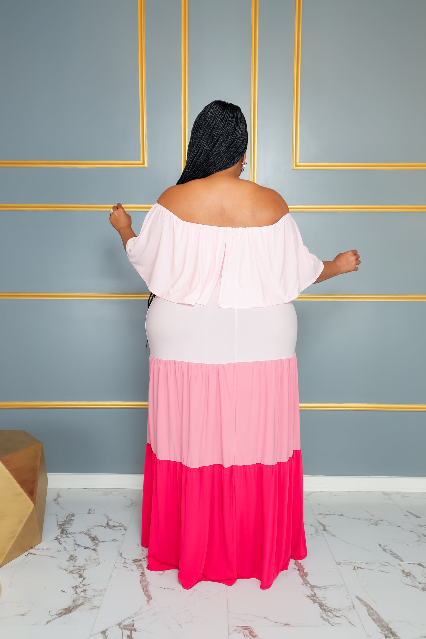 Load image into Gallery viewer, Pink Tri Colorblock Maxi Dress
