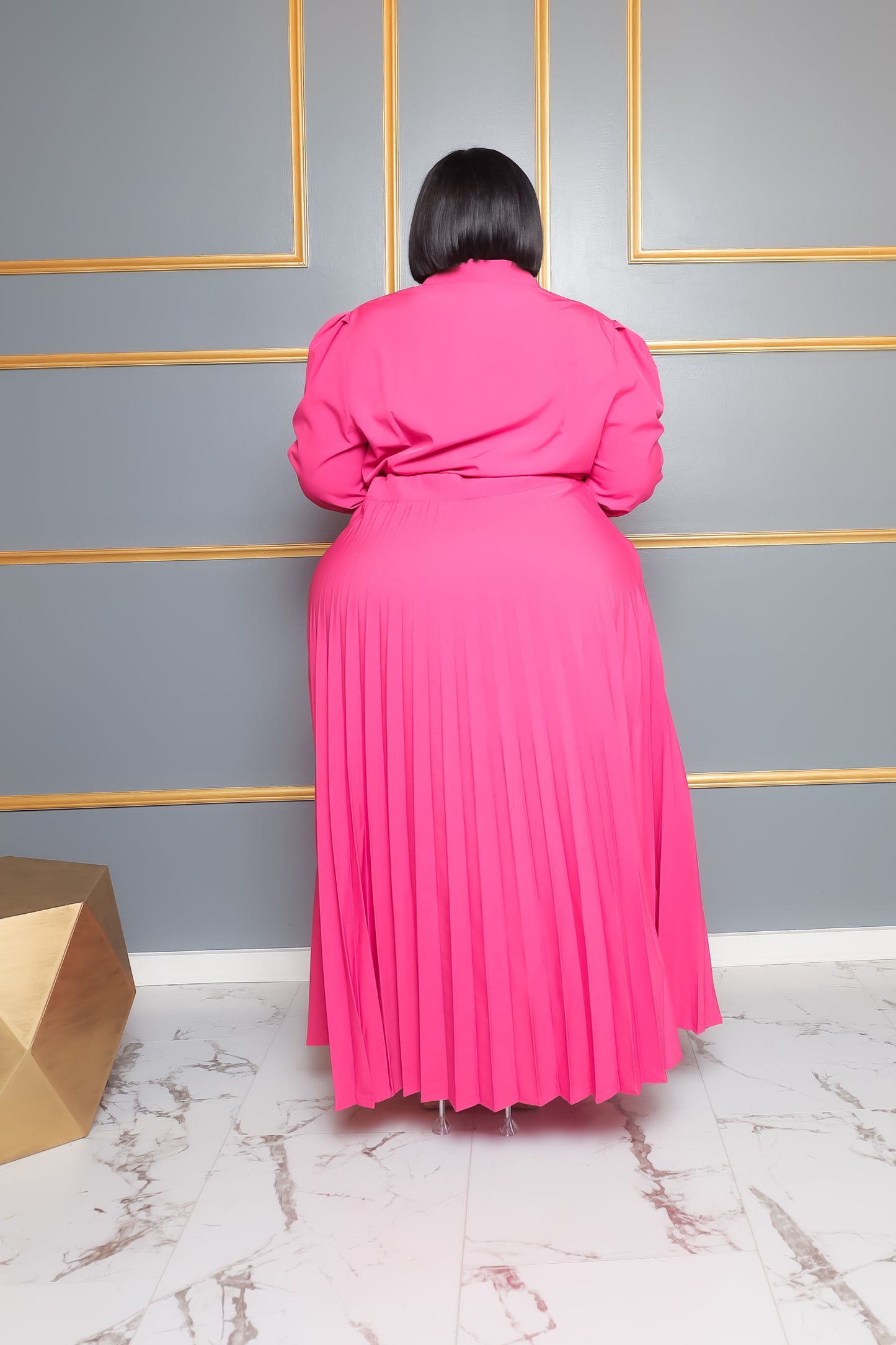 Pink Pleat  Wrap Dress