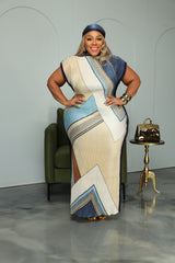 Blue Pop Off Pleated Dress