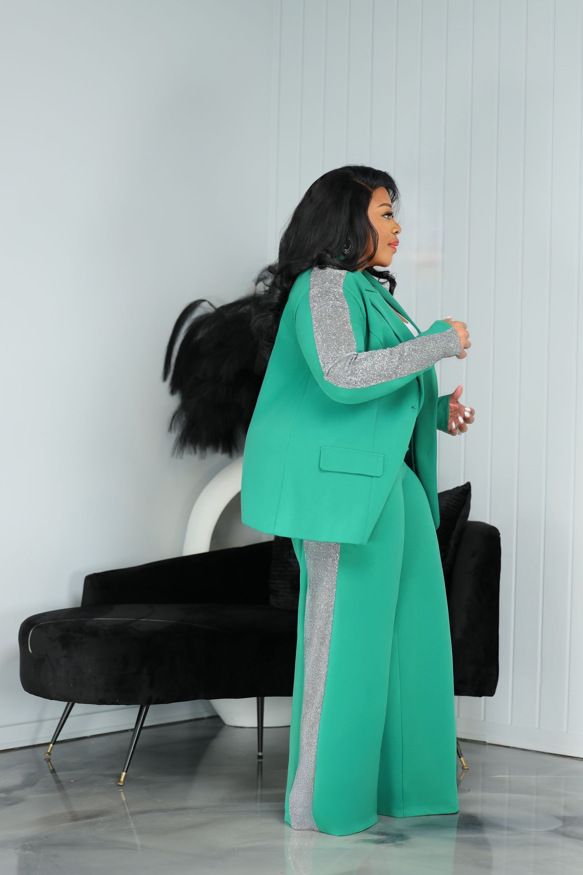 Green Glam Side Suit