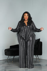 Sequin Pinstripe Pant Set