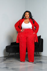 Red Hillary Sequin Suit