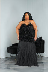 Black Sequin Sweetheart Tulle Gown