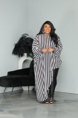 Stripe Chiffon Asymmetric Top