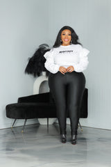 White  Ruffle Heavy Duty Sweatshirt