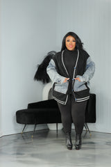 Black Denim Patch Sweater