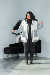 Ivory Denim Patch Sweater