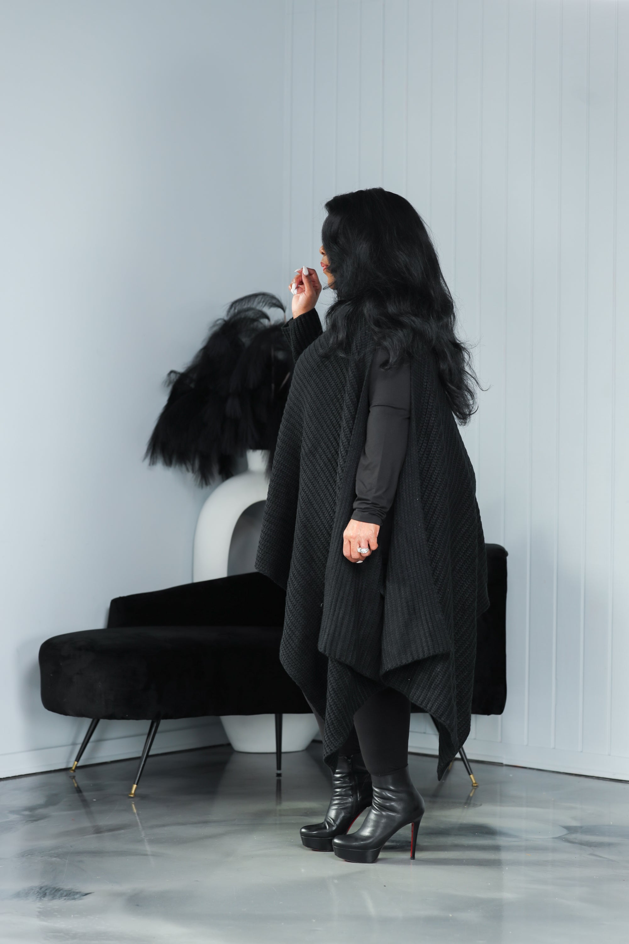 Black Asymmetrical Sweater