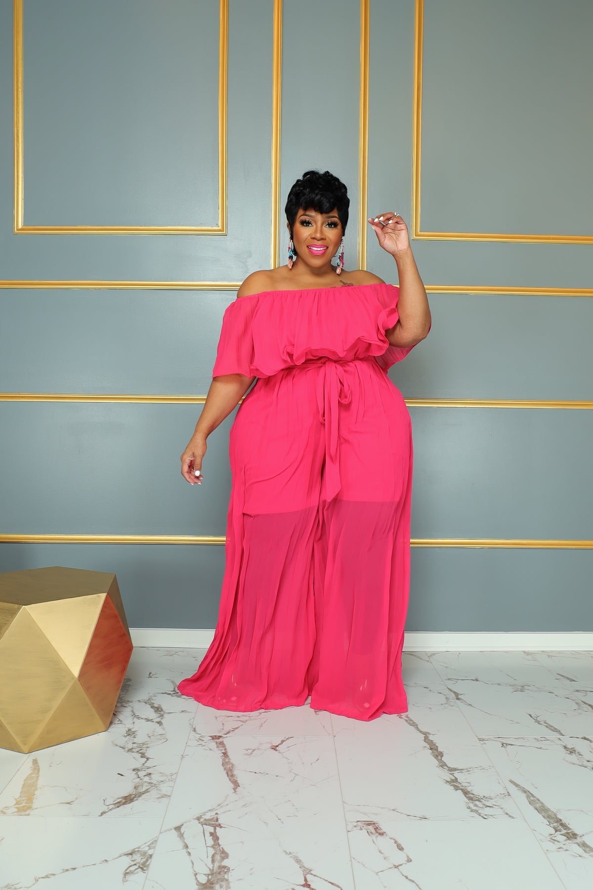 Pink In Pleats Jumpsuit