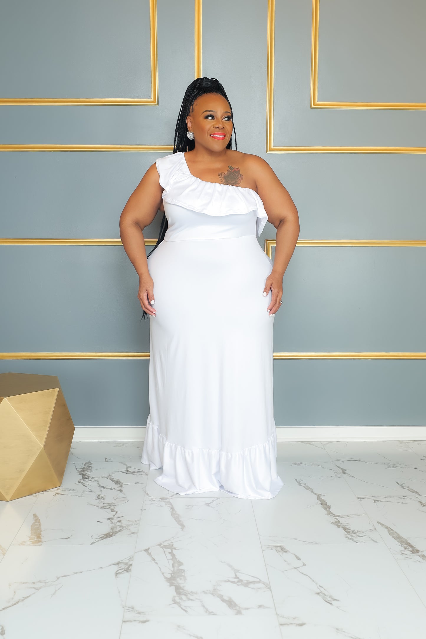 Load image into Gallery viewer, White In A Ruffle Dress
