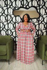Pink Plaid Skirt Set