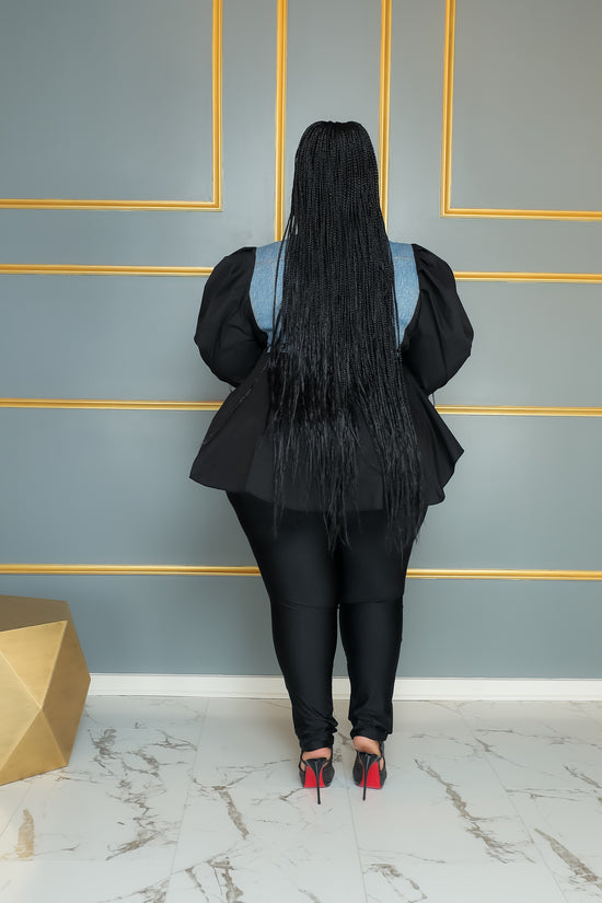 Load image into Gallery viewer, Black Queen Peplum Jacket
