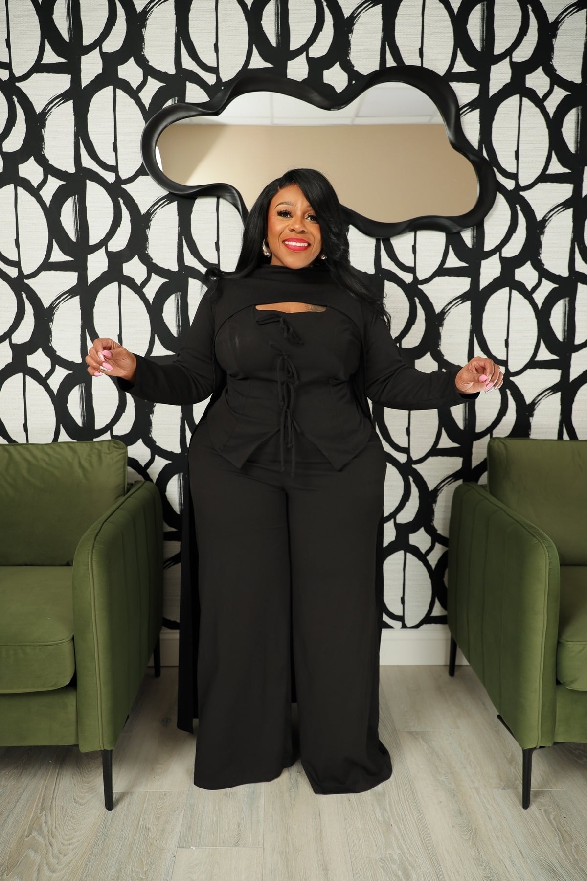Black Cape Pant Set