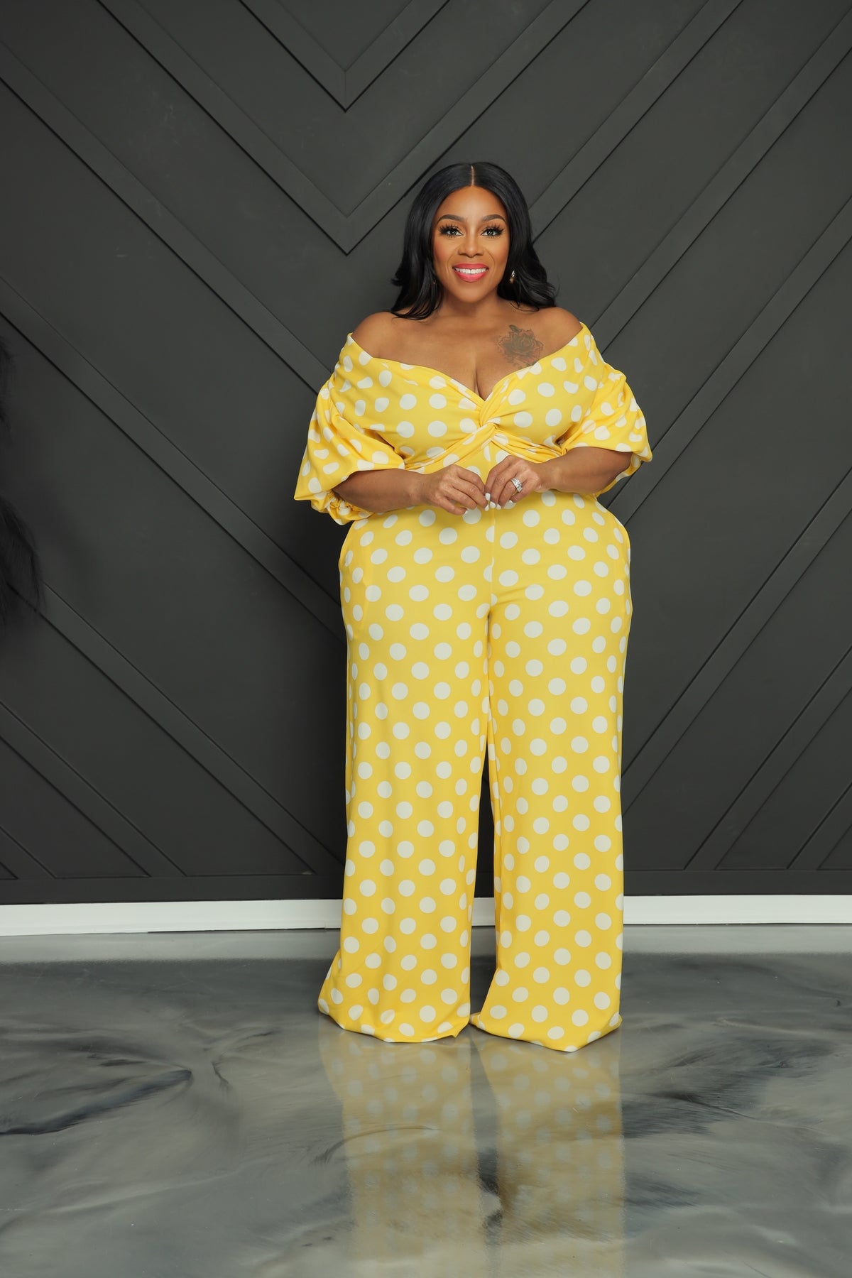 Yellow Connect The Dots Jumpsuit