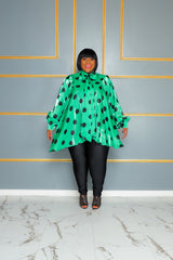 Green Polka Dot Swing Top