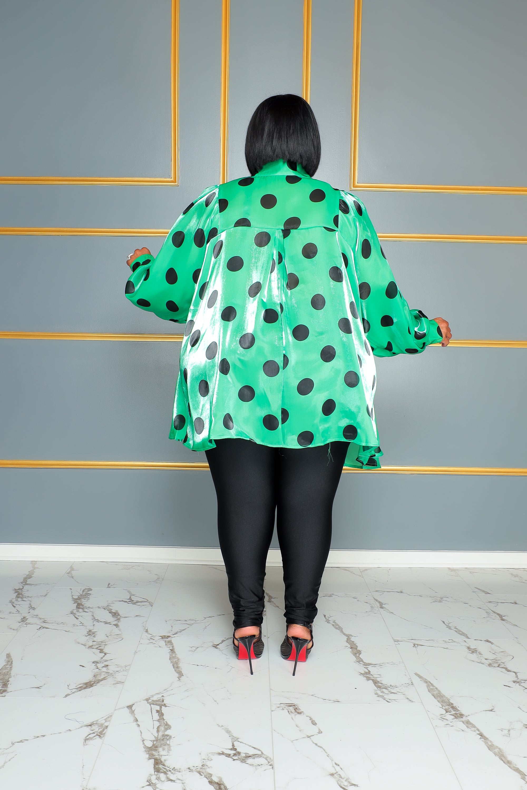 Green Polka Dot Swing Top