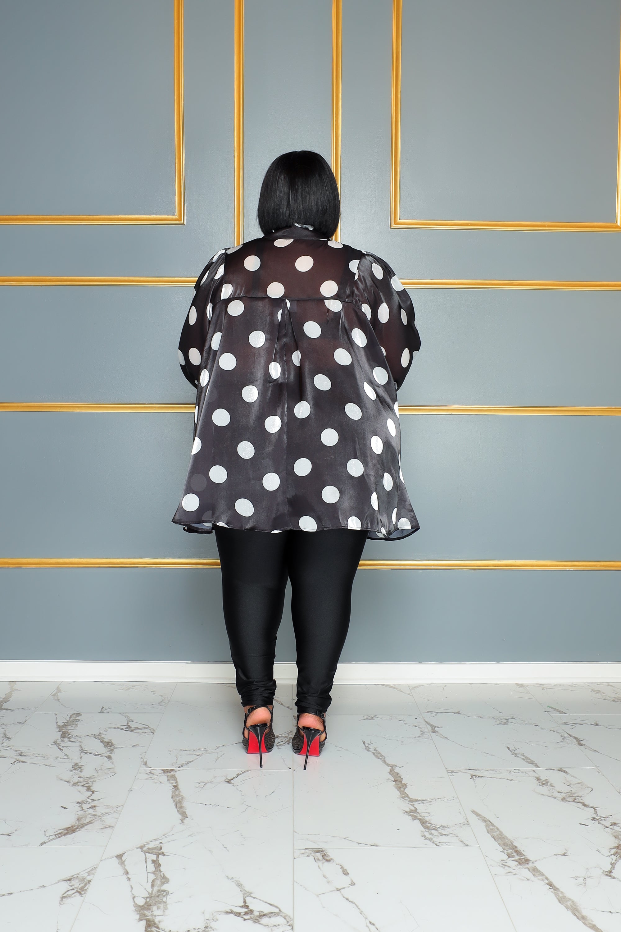 Black Polka Dot Swing Top