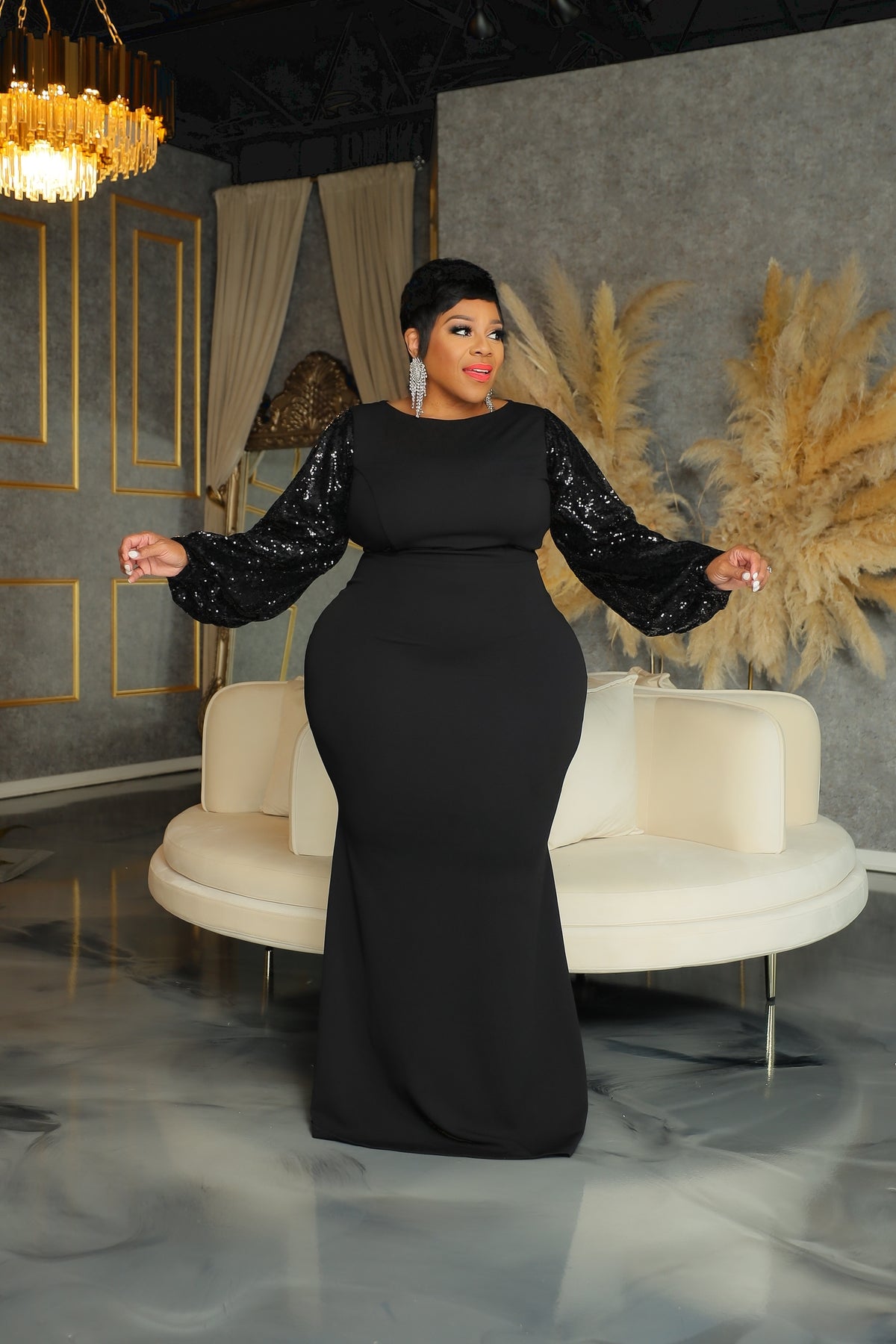 Black Runway Sequin Gown