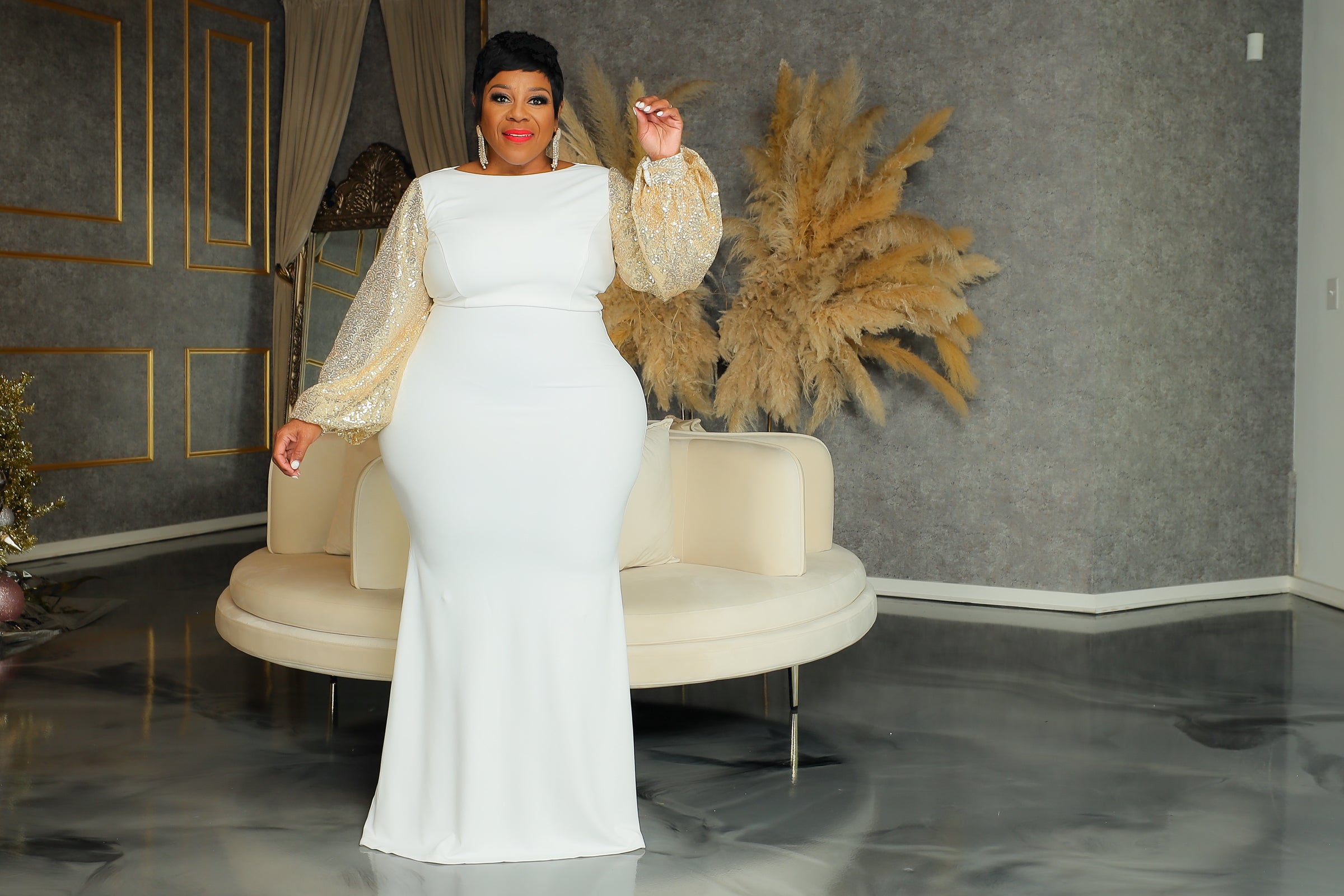 White runway hotsell plus size