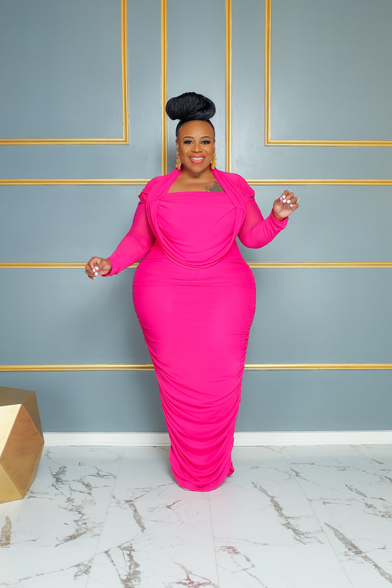 Pink It's All Ruched Dress