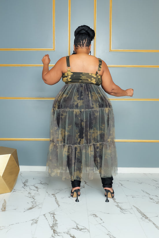 Camo Tunic Tulle Top