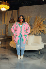 Pink Digital Pocket Cardigan