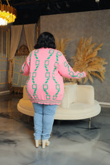 Pink Digital Pocket Cardigan