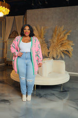 Pink Digital Pocket Cardigan