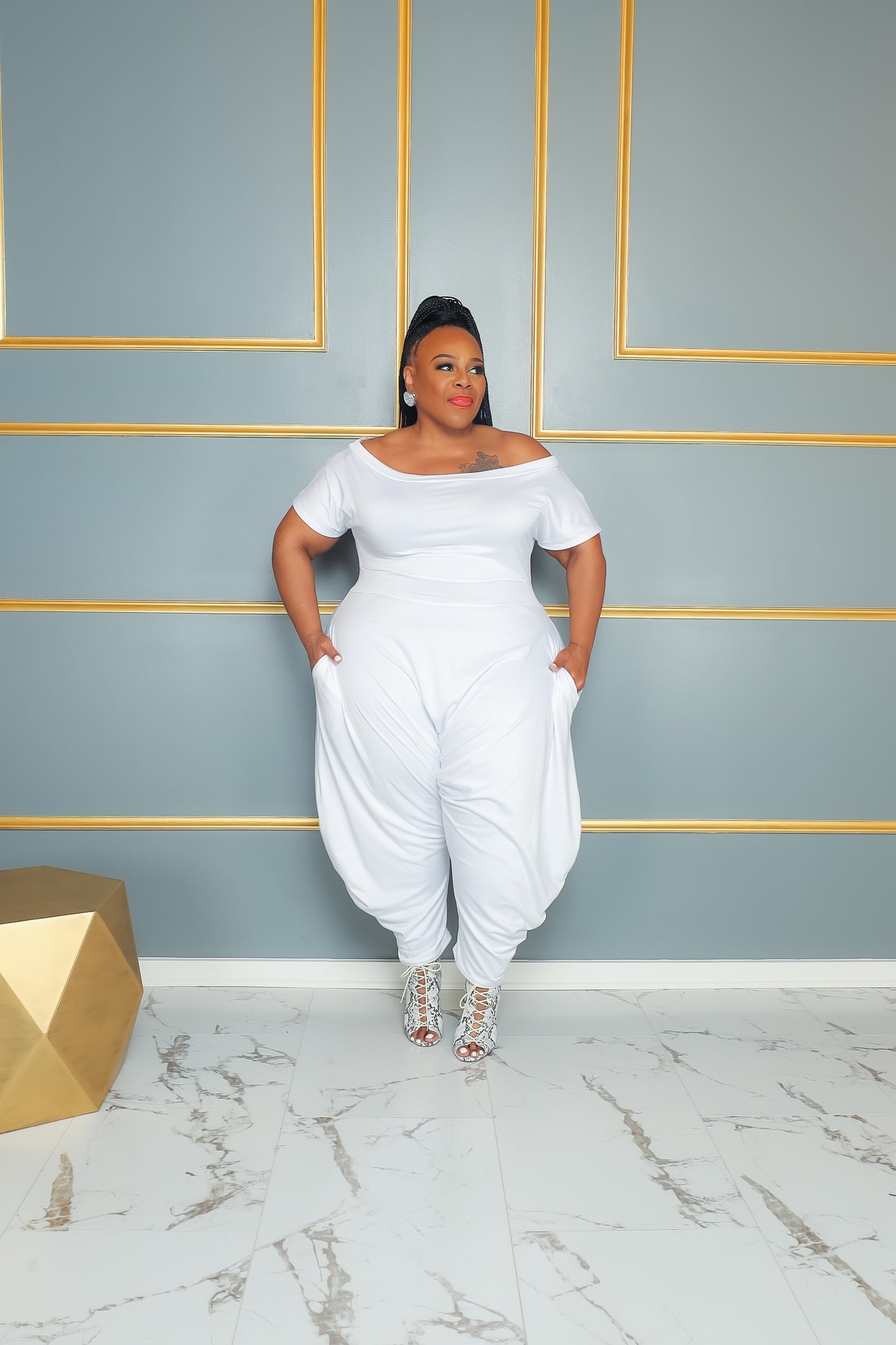 Load image into Gallery viewer, White M C Hammer Jumpsuit
